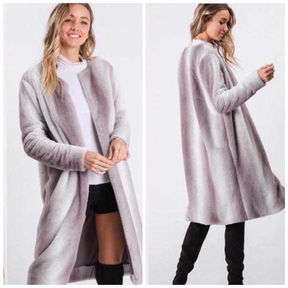 Jackets & Blazers - Gray ombré faux fur duster